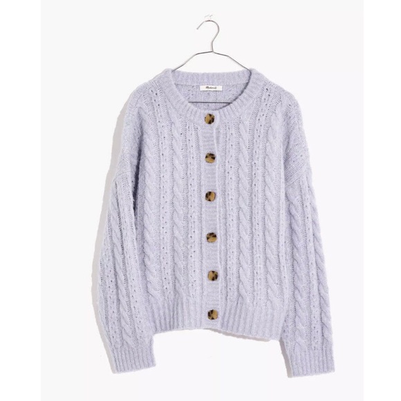 Madewell Sweaters - NWT MADEWELL Pointelle Cable Cardigan Sweater, Size Med. Lavender